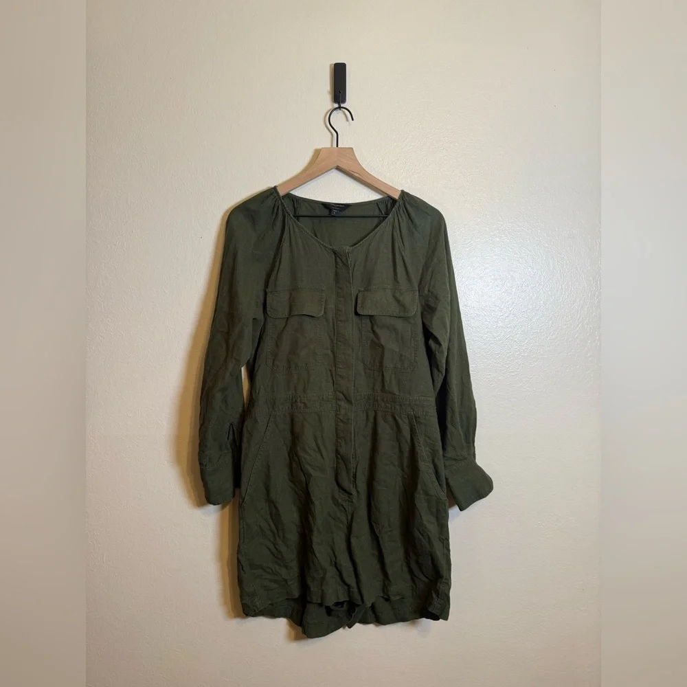 Banana‎ Republic Linen Blend Safari Long Sleeve Romper